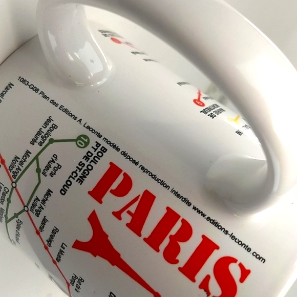 French Made Paris Metro Map Mug 12 Ounce Ceramic Mug Made in France VTG 90s - Picture 7 of 10